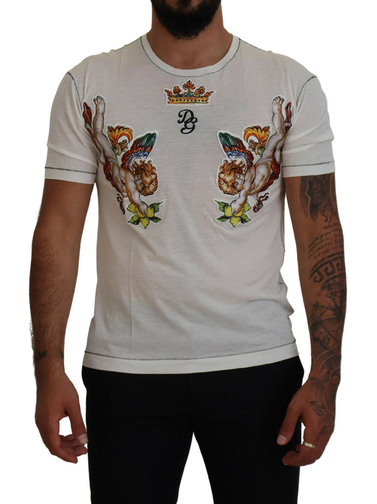 Dolce & Gabbana White Printed Short Sleeves Men T-shirt Dolce & Gabbana