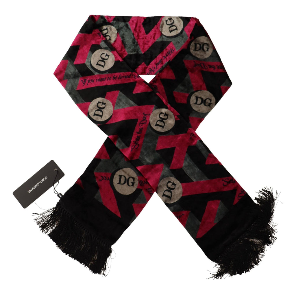 Dolce & Gabbana Multicolor DG Logo Print Mens Shawl Wrap Fringe Scarf - Luxe & Glitz