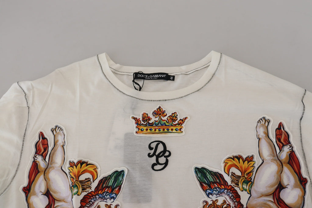 Dolce & Gabbana White Printed Short Sleeves Men T-shirt Dolce & Gabbana