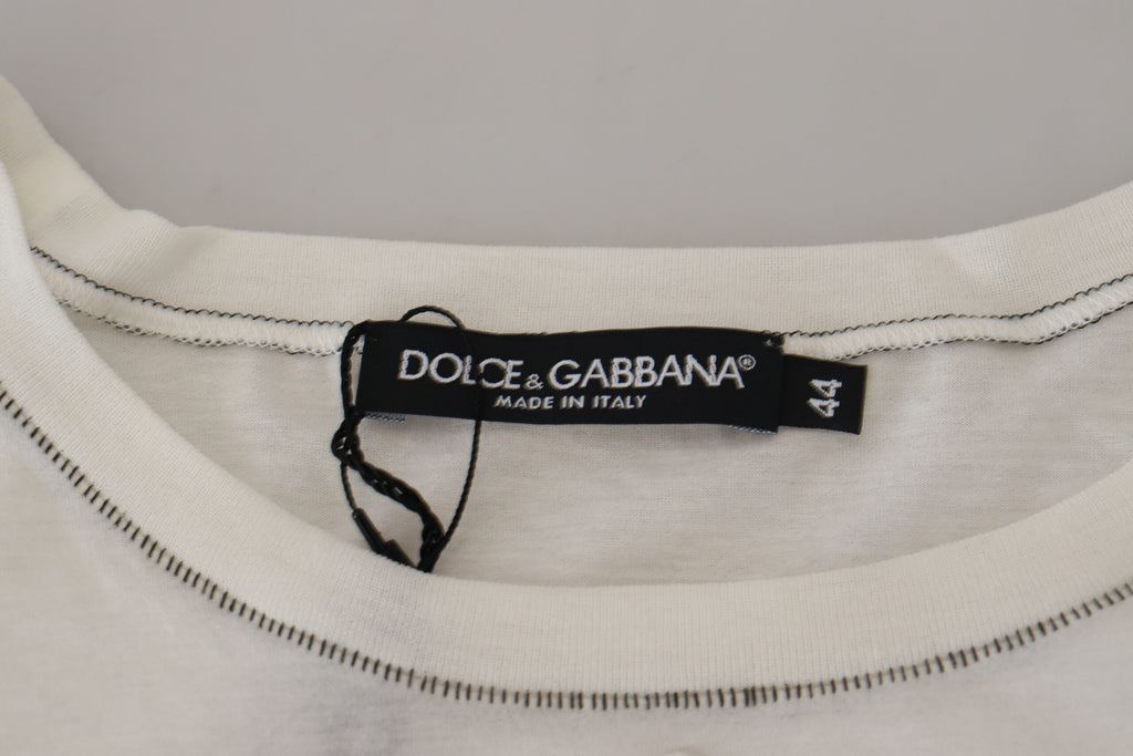 Dolce & Gabbana White Printed Short Sleeves Men T-shirt Dolce & Gabbana