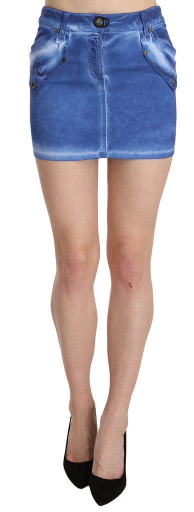PLEIN SUD Blue Cotton Stretch Casual Mini Skirt - Luxe & Glitz