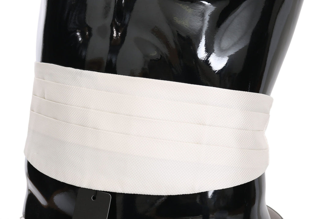 Dolce & Gabbana White Men Waist Belt 100% Silk Cummerbund - Luxe & Glitz