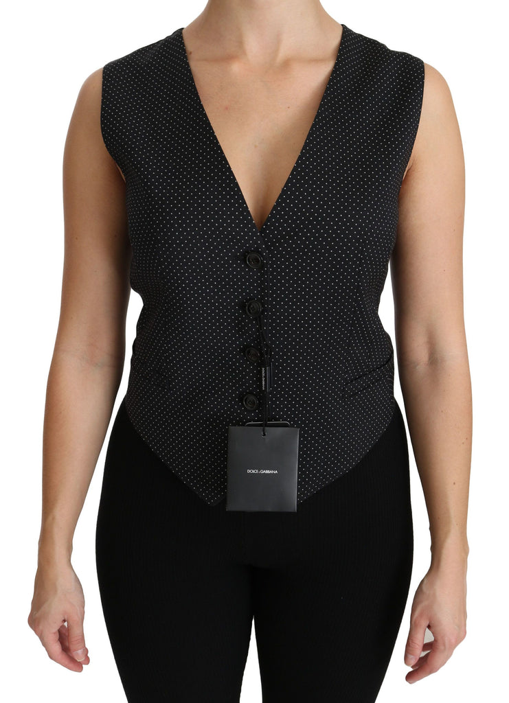 Dolce & Gabbana Black Dotted Waistcoat Vest Blouse Top - Luxe & Glitz
