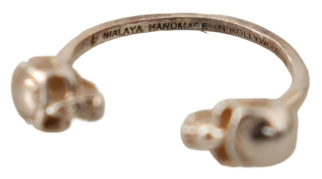 Nialaya Antique Silver Tone Skull Men Jewelry Ring Nialaya