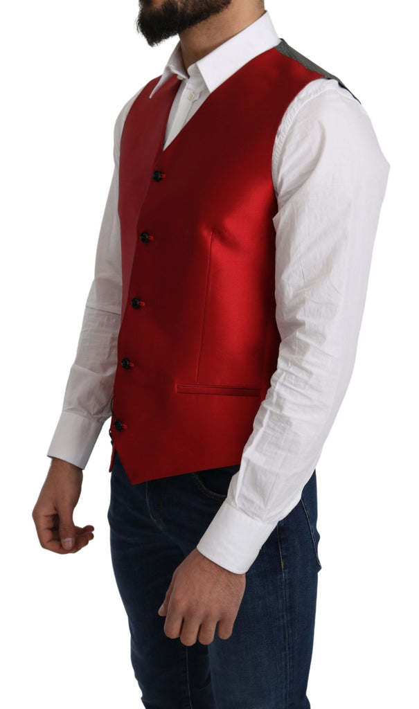 Dolce & Gabbana Red 100% Silk Formal Waist Coat Vest - Luxe & Glitz