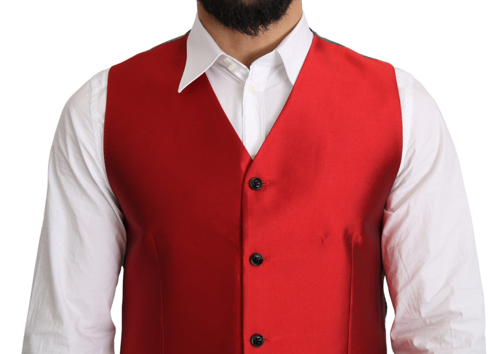 Dolce & Gabbana Red 100% Silk Formal Waist Coat Vest - Luxe & Glitz