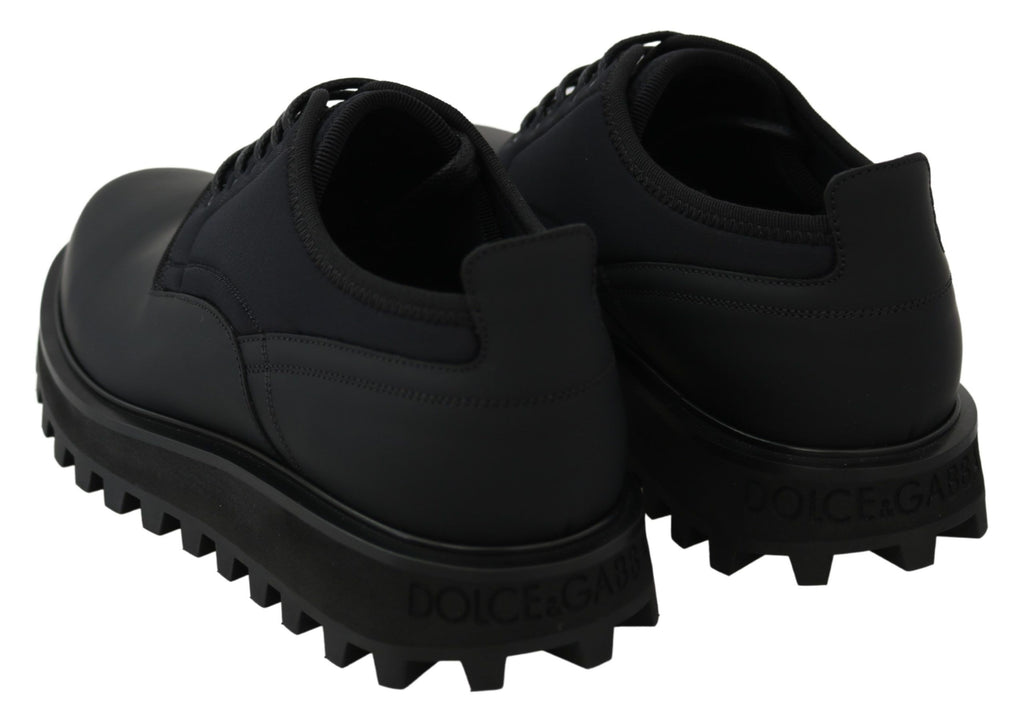 Dolce & Gabbana Black Rubberized Calfskin Chunky Derby Vulcano Shoes Dolce & Gabbana