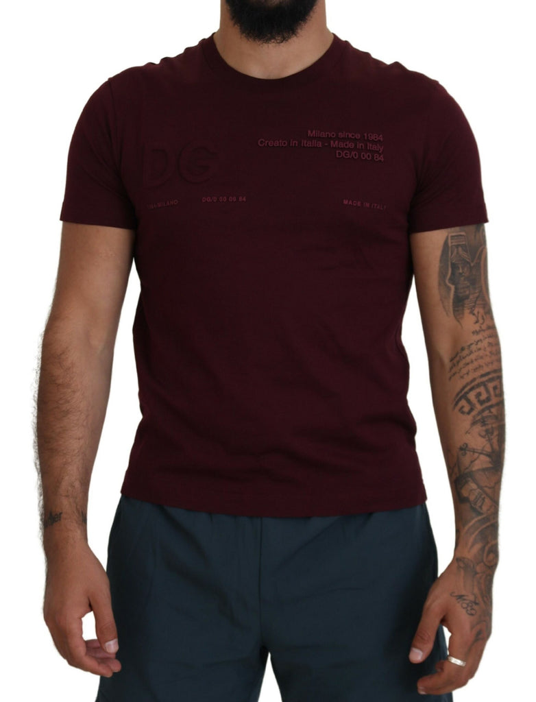 Dolce & Gabbana Maroon Printed Short Sleeves Men T-shirt Dolce & Gabbana