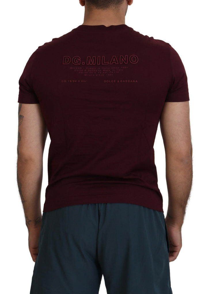 Dolce & Gabbana Maroon Printed Short Sleeves Men T-shirt Dolce & Gabbana