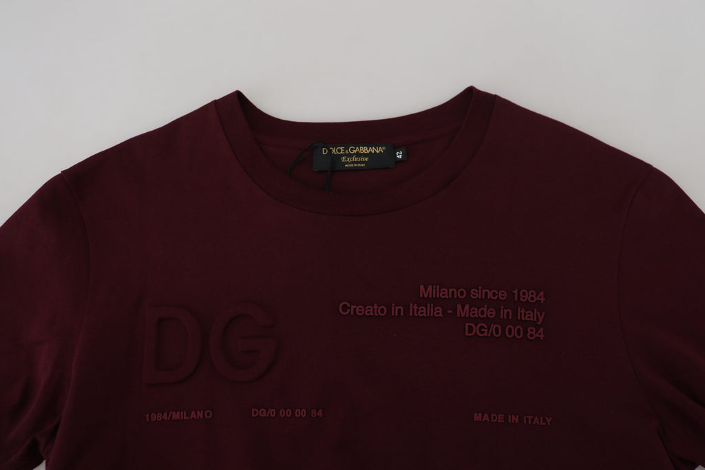 Dolce & Gabbana Maroon Printed Short Sleeves Men T-shirt Dolce & Gabbana