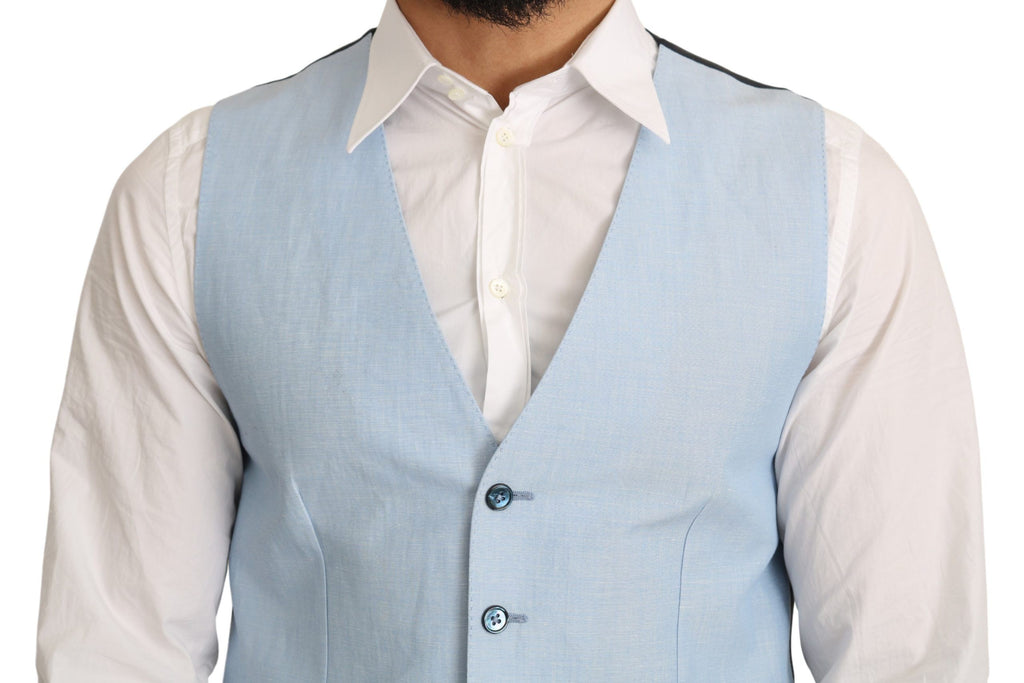 Dolce & Gabbana Blue Viscose Stretch Formal Coat Vest - Luxe & Glitz