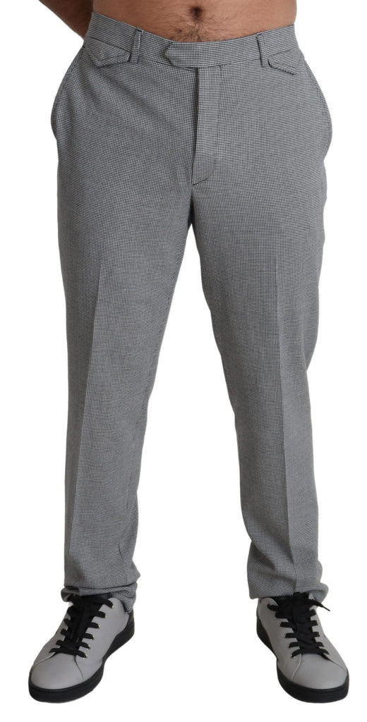 BENCIVENGA Gray Wool Checkered Dress Men Formal Trouser Pants - Luxe & Glitz