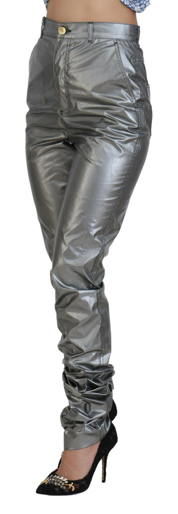 Dolce & Gabbana Metallic Silver High Waist Skinny Pants Dolce & Gabbana