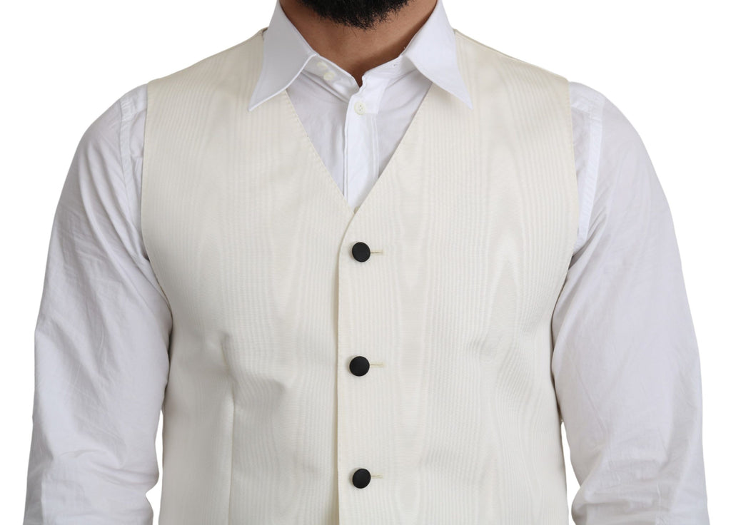 Dolce & Gabbana Off-White 100% Silk Formal Coat Vest - Luxe & Glitz