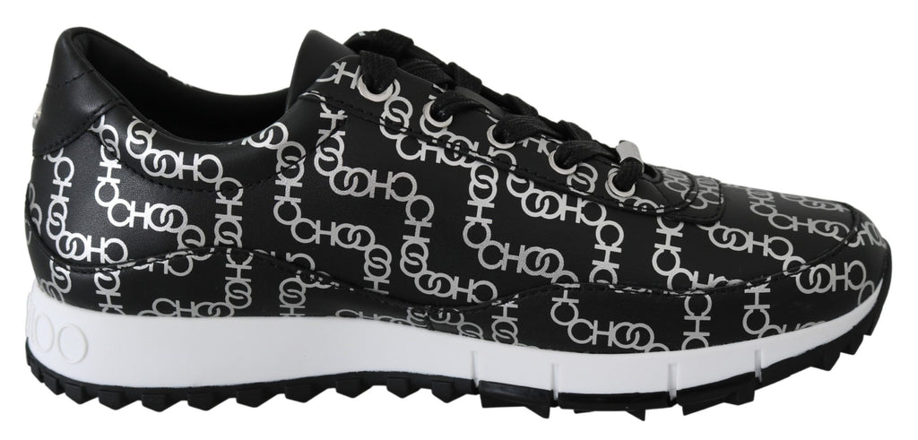 Jimmy Choo Black and Silver Leather Monza Sneakers Jimmy Choo
