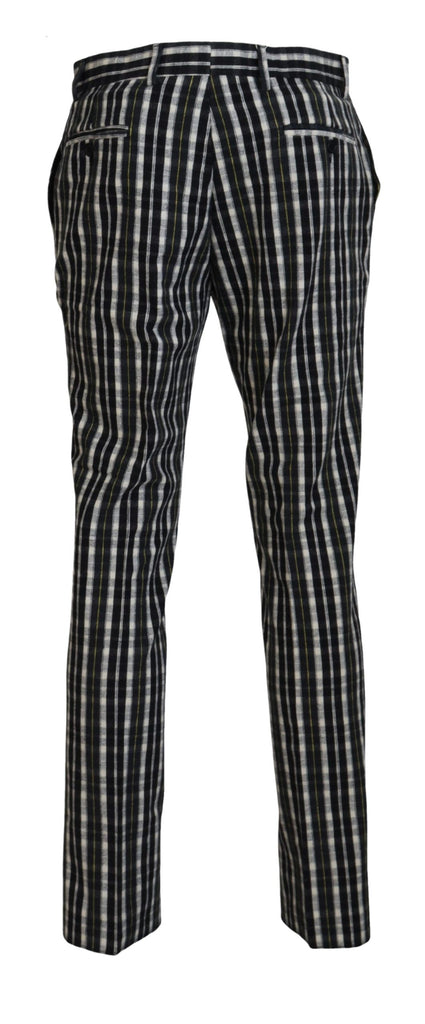 BENCIVENGA Black Checkered Cotton Casual Pants BENCIVENGA