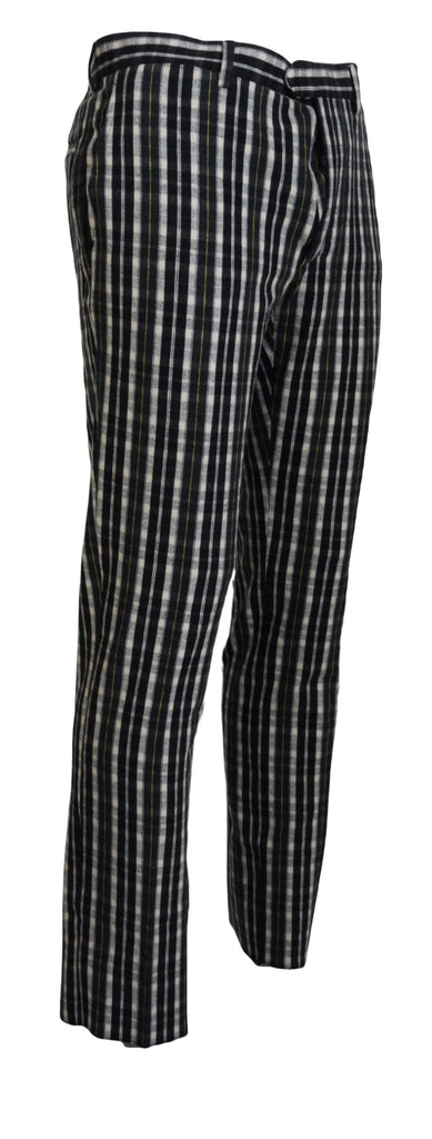 BENCIVENGA Black Checkered Cotton Casual Pants BENCIVENGA