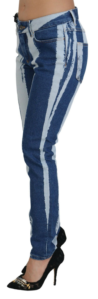 Dolce & Gabbana Cobalt Blue Stripes Skinny Denim Cotton Jeans Dolce & Gabbana