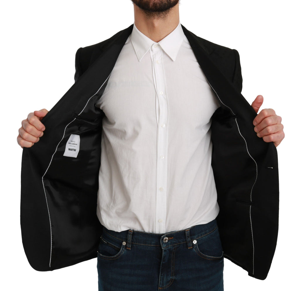 Dolce & Gabbana Black Slim Fit Coat Jacket MARTINI Blazer - Luxe & Glitz