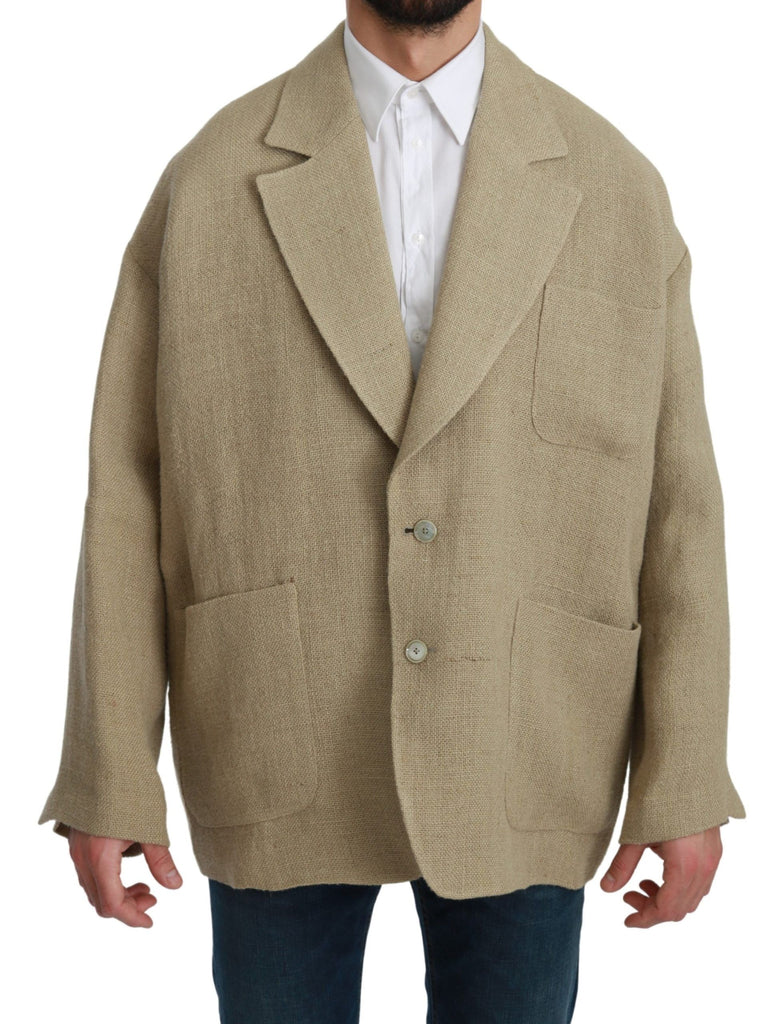 Dolce & Gabbana Beige Jacket Coat 100% Jute Blazer Coat - Luxe & Glitz