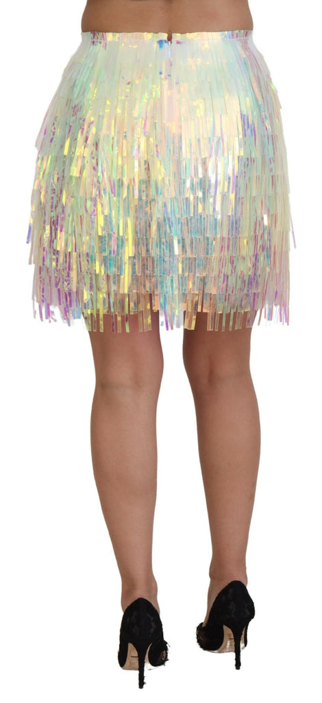 Dolce & Gabbana Multicolor Iridescent Fringed Tulle Skirt Dolce & Gabbana