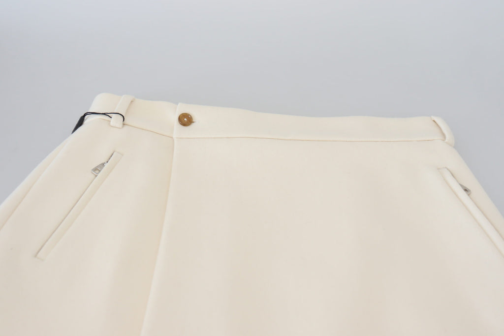 Dolce & Gabbana White Wool A-line High Waist Mini Skirt Dolce & Gabbana