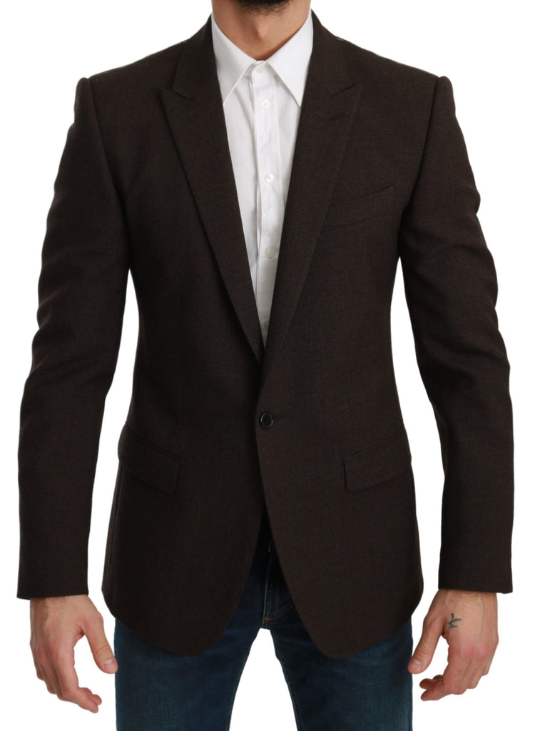 Dolce & Gabbana Brown Slim Fit Coat Jacket MARTINI Blazer - Luxe & Glitz