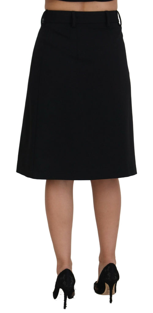 Dolce & Gabbana Black Wool Pencil Cut High Waist Skirt Dolce & Gabbana