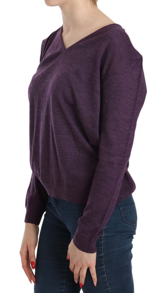 BYBLOS Purple V-neck Long Sleeve Pullover Top - Luxe & Glitz