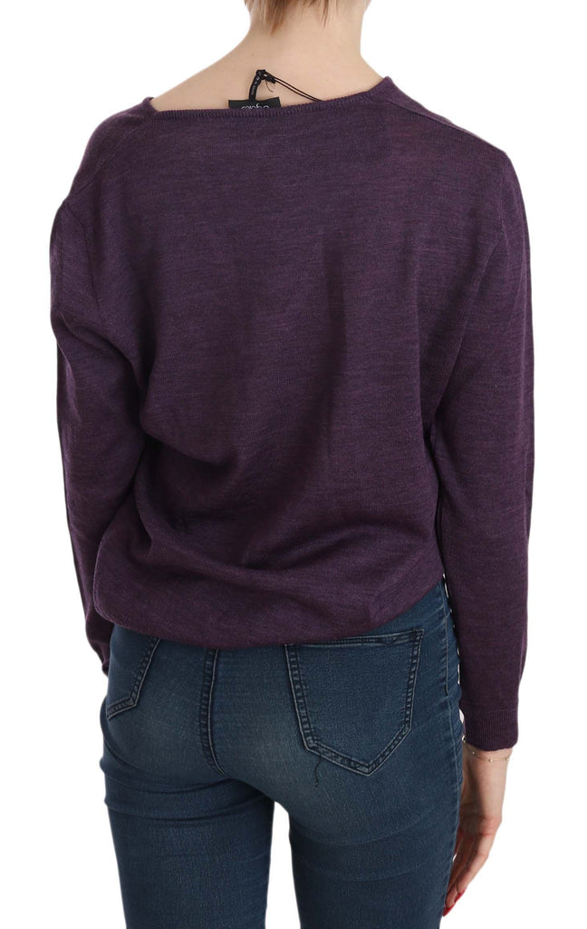BYBLOS Purple V-neck Long Sleeve Pullover Top - Luxe & Glitz