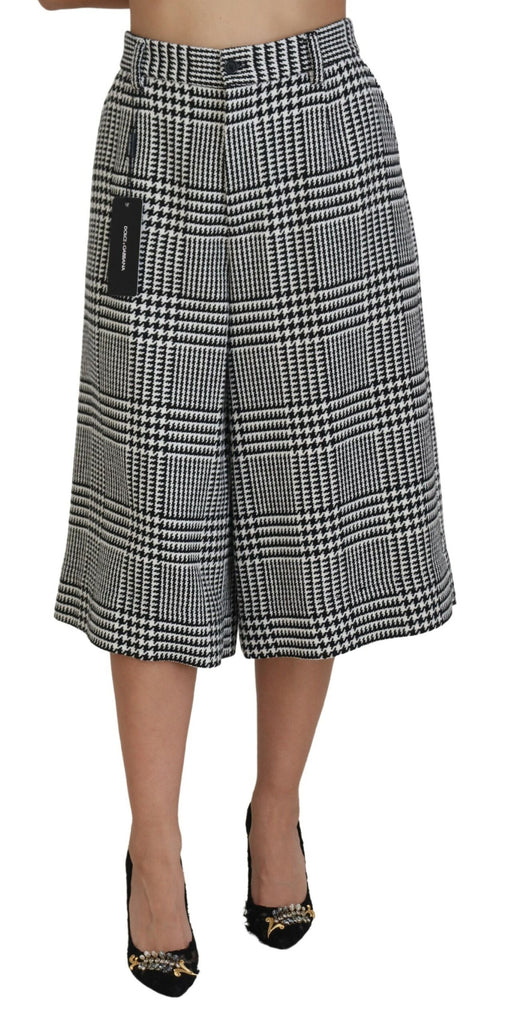 Dolce & Gabbana Gray Plaid High Waist Wide Leg Alpaca Pants Dolce & Gabbana