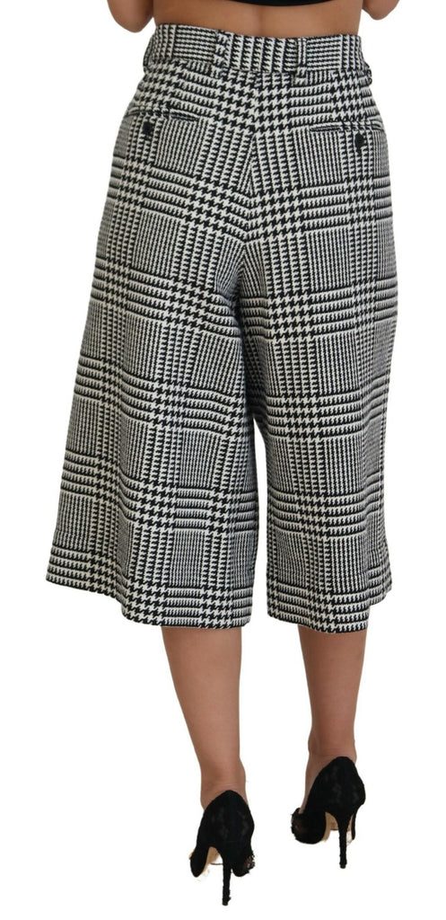 Dolce & Gabbana Gray Plaid High Waist Wide Leg Alpaca Pants Dolce & Gabbana