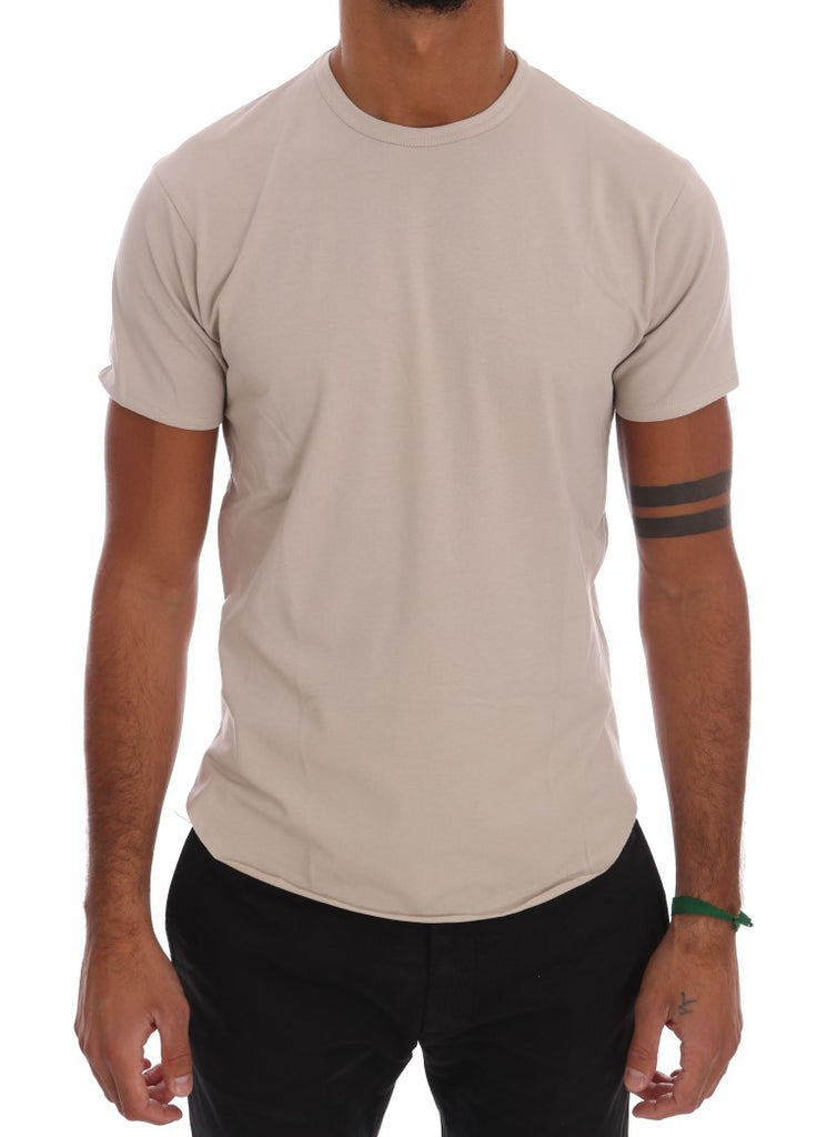 Daniele Alessandrini Beige Cotton Stretch Crew Neck T-shirt Daniele Alessandrini