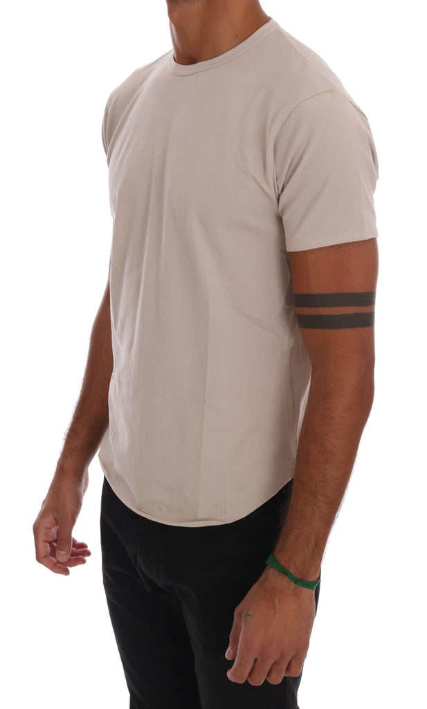 Daniele Alessandrini Beige Cotton Stretch Crew Neck T-shirt Daniele Alessandrini