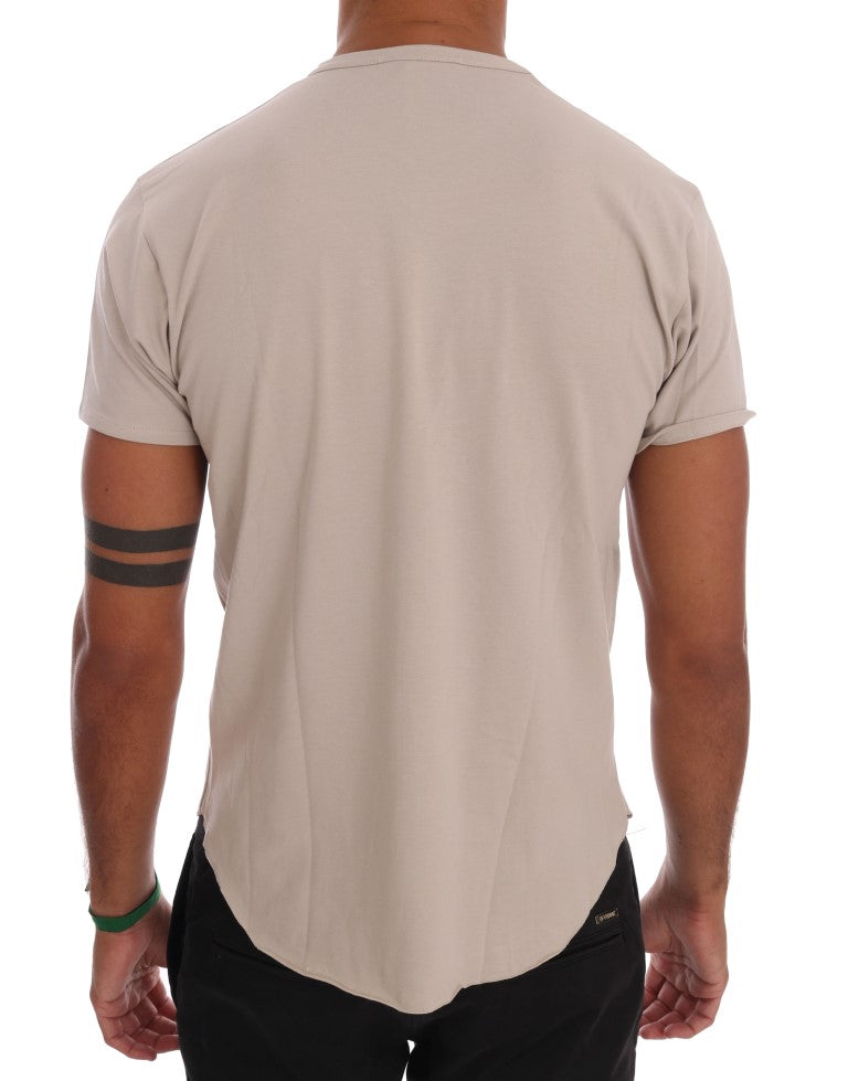 Daniele Alessandrini Beige Cotton Stretch Crew Neck T-shirt Daniele Alessandrini