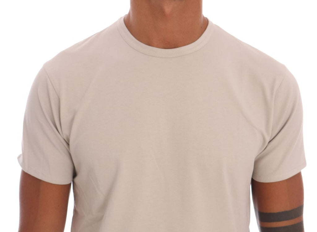 Daniele Alessandrini Beige Cotton Stretch Crew Neck T-shirt Daniele Alessandrini