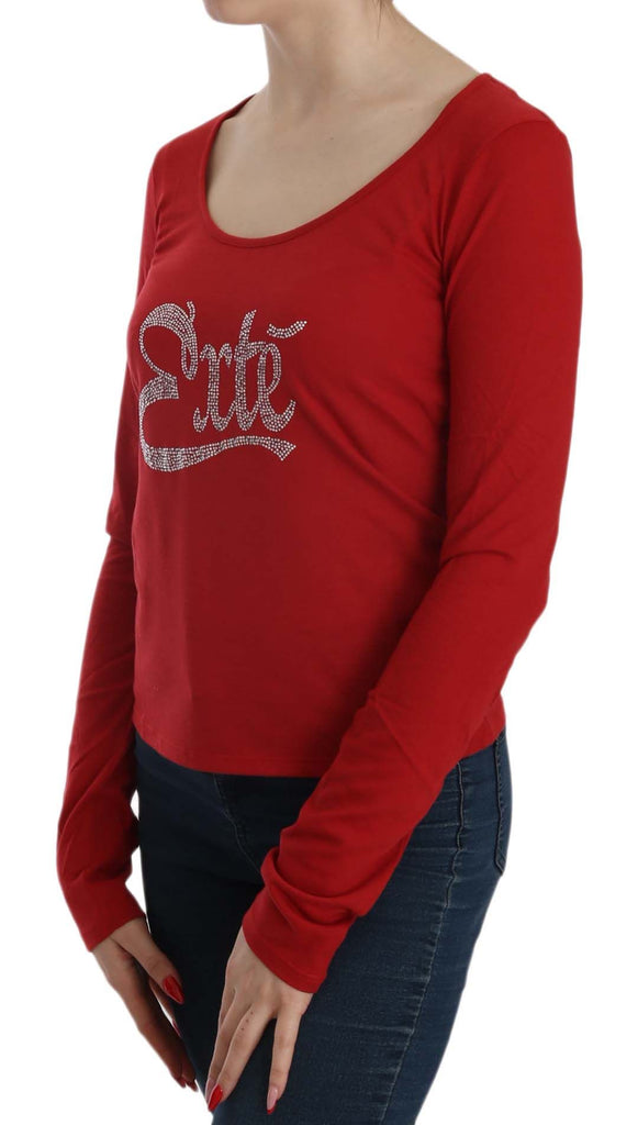 Exte Red Crystal Embellished Long Sleeve Blouse - Luxe & Glitz