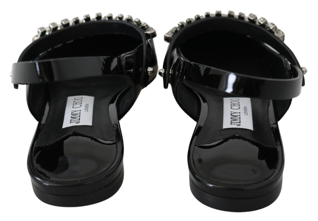 Jimmy Choo Black Patent Leather Mahdis Flat Shoes Jimmy Choo