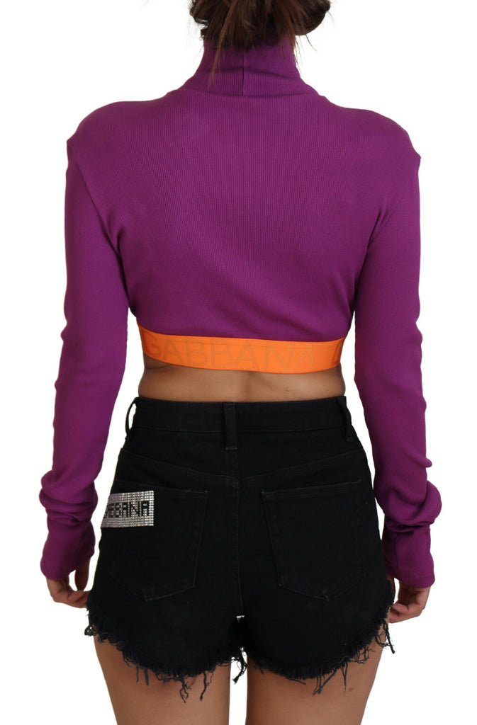 Dolce & Gabbana Purple Turtle Neck Cropped Pullover Sweater Dolce & Gabbana