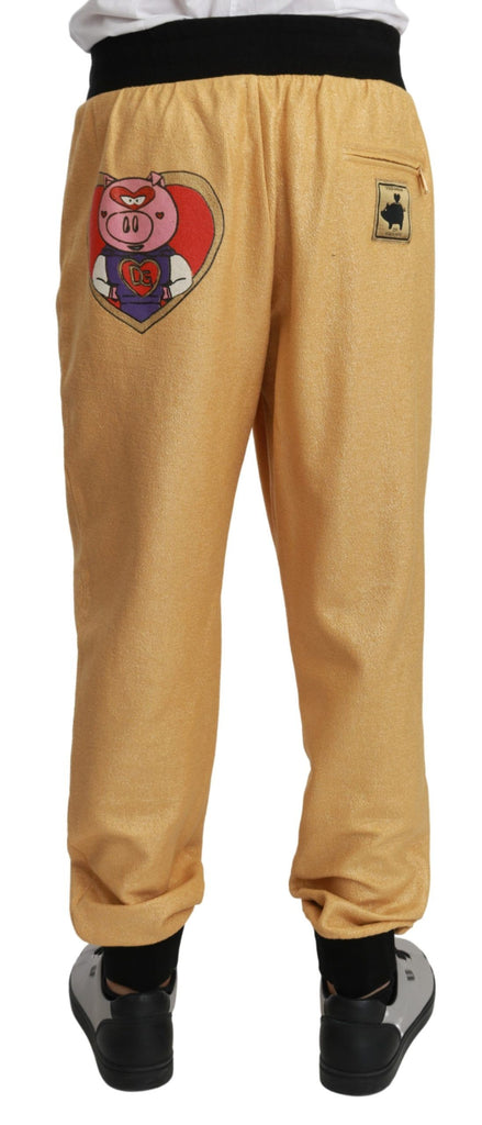 Dolce & Gabbana Gold Year Of The Pig Cotton Mens Pants - Luxe & Glitz