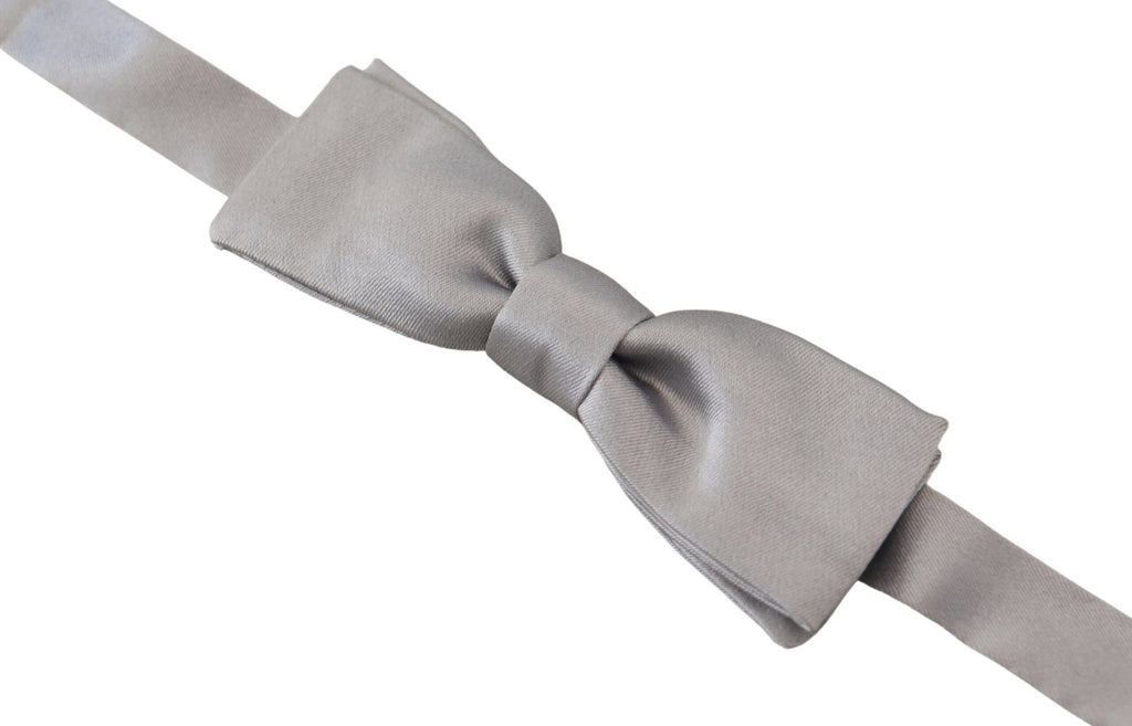 Dolce & Gabbana Gray Silk Adjustable Men Neck Papillon Bow Tie - Luxe & Glitz