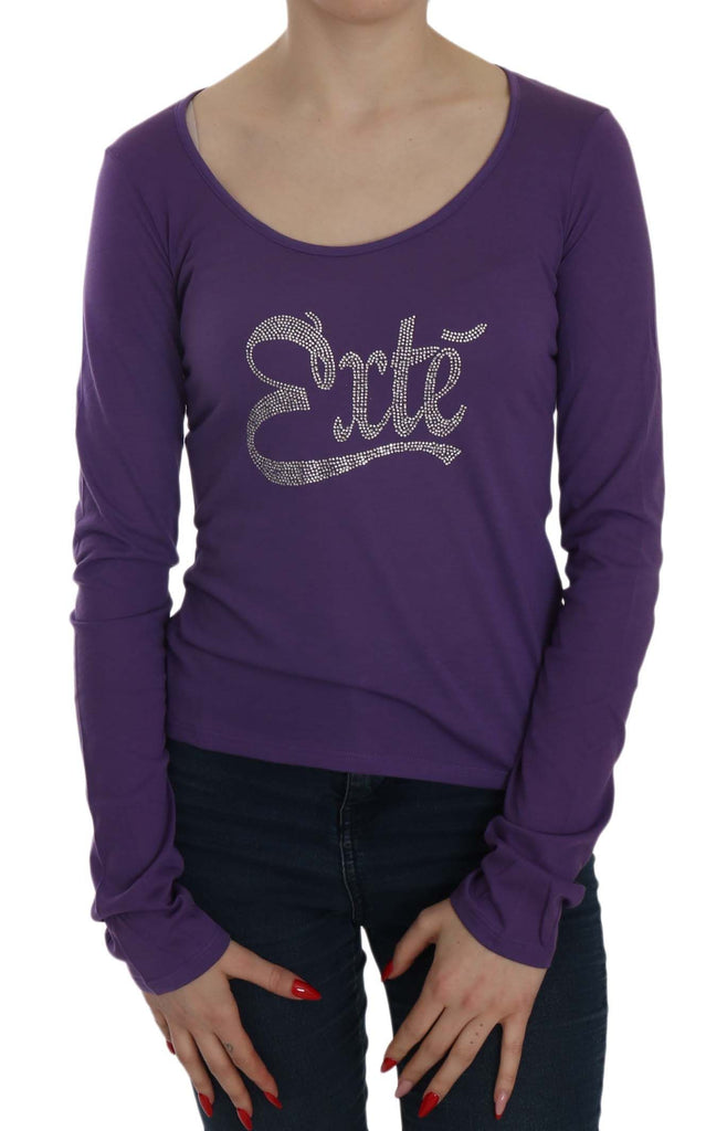 Exte Purple Crystal Embellished Long Sleeve Casual Top - Luxe & Glitz