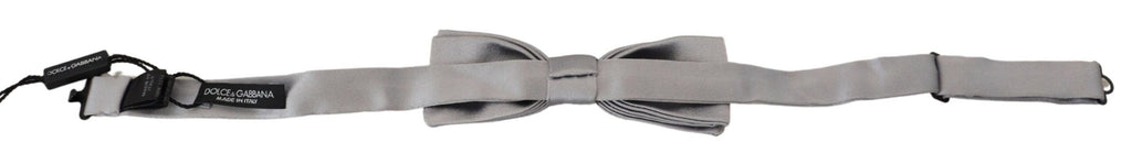 Dolce & Gabbana Gray Silk Adjustable Men Neck Papillon Bow Tie - Luxe & Glitz