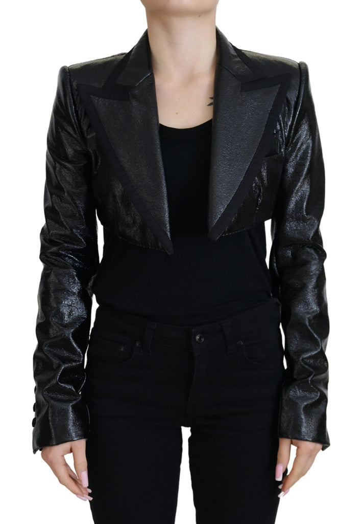 Dolce & Gabbana Black Long Sleeves Crop Blazer Cotton Jacket Dolce & Gabbana