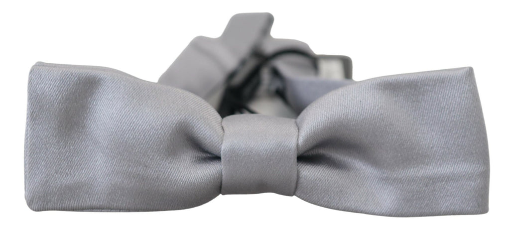 Dolce & Gabbana Gray Silk Adjustable Men Neck Papillon Bow Tie - Luxe & Glitz