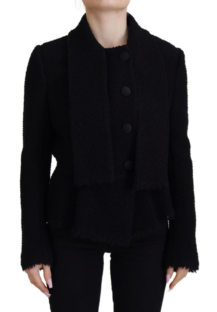 Dolce & Gabbana Black Wool Coat Blazer Wrap Jacket Dolce & Gabbana