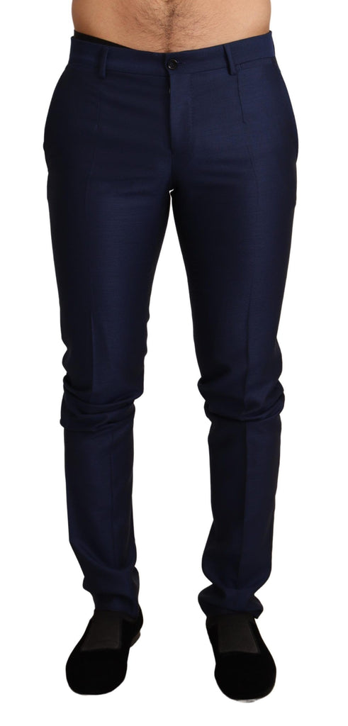 Dolce & Gabbana Navy Blue Wool Dress Formal Slim Trouser Pants - Luxe & Glitz