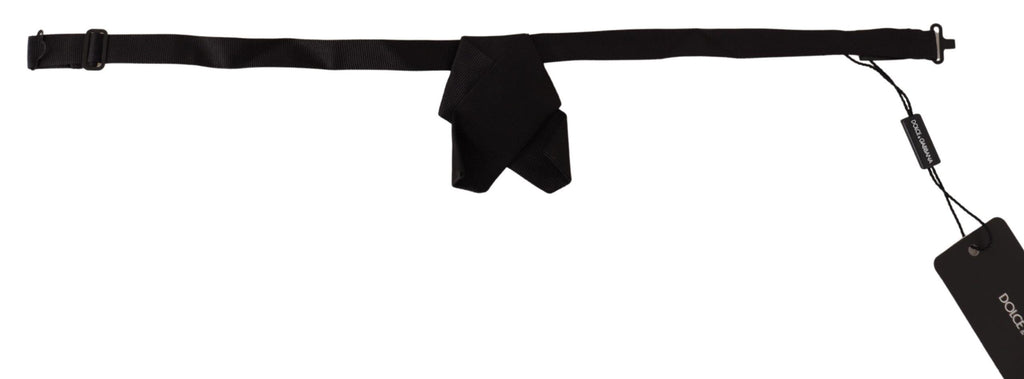 Dolce & Gabbana Black 100% Silk Adjustable Neck Papillon Bow Tie - Luxe & Glitz