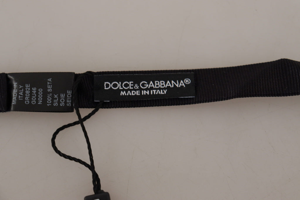 Dolce & Gabbana Black 100% Silk Adjustable Neck Papillon Bow Tie - Luxe & Glitz