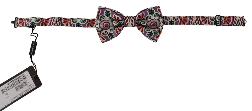 Dolce & Gabbana Multicolor Pattern 100% Silk Neck Papillon Bow Tie - Luxe & Glitz